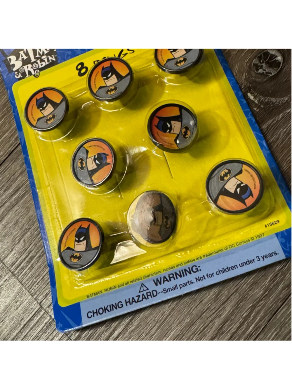 Vintage 1997 Unique Batman & Robin Party Favor Rings 8 Pack Rare Collectible